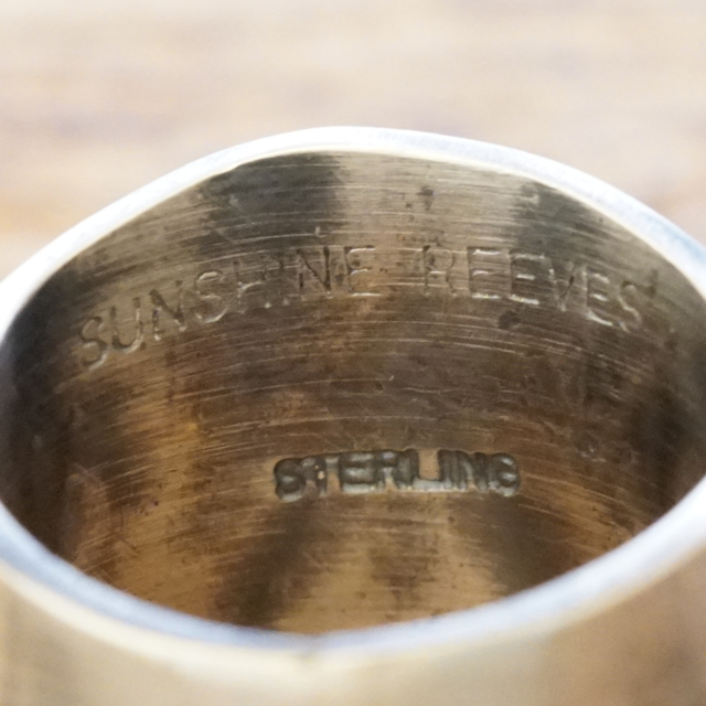 Sunshine Reeves(サンシャインリーブス) キャリコレイク サンダーバード スタンプ リング 天然ターコイズ シルバー925 スタンプワーク アロー スター インディアンジュエリー ナバホ族 シルバーアクセサリー 銀 SR-127